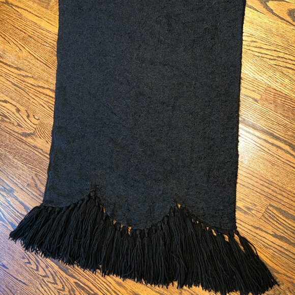 Saks Fifth Ave Black Wrap with Fringe, VINTAGE - Picture 11 of 11